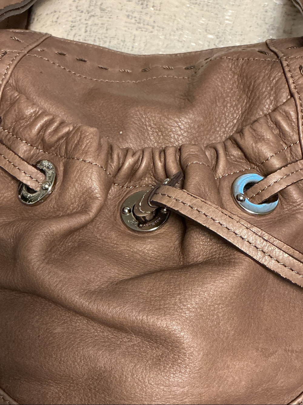 b. makowsky Taupe Brown Leather Shoulder Bag - Picture 2 of 7